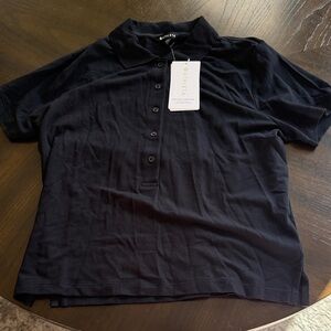 NWTs, Athleta Black Short Sleeve Polo Shirt, Size L